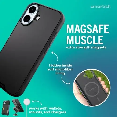 Smartish® iPhone 17 MagSafe G‘ilofi - Gripmunk Magnitli Yupqa G‘ilof [Yengil + Himoyalovchi] Apple iPhone 17 uchun Mikrofiber Astarlik Yupqa Tutqichli Muqova - Maxsus Chop etish - 4