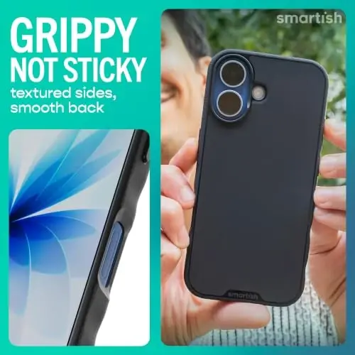 Smartish® iPhone 17 MagSafe Case - Gripmunk Magnetic Slim Case [Lightweight + Protective] Thin Grip Cover with Microfiber Lining for Apple iPhone 17 - Black Tie Affair - 3