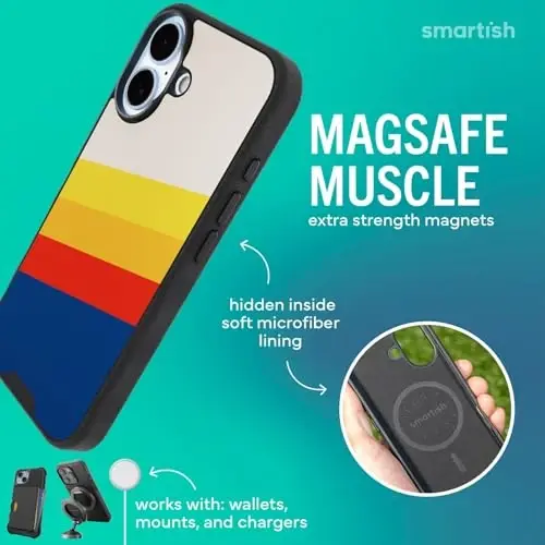 Smartish® iPhone 17 MagSafe Kılıf - Gripmunk Manyetik İnce Kılıf [Hafif + Koruyucu] Apple iPhone 17 için Mikrofiber Astarlı İnce Kavrayışlı Kapak - Striped Up - 3