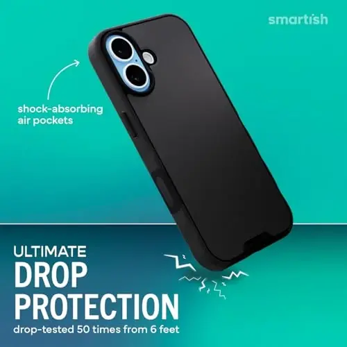 Smartish® iPhone 17 MagSafe Kılıf - Kamera Kontrol Korumalı Gripmunk, Manyetik İnce Kılıf [Hafif + Koruyucu] Apple iPhone 17 için Mikrofiber Astarlı İnce Tutuş Kılıfı - Siyah Şıklığı - SMARTISH (1)