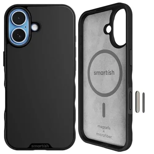 Smartish® iPhone 17 MagSafe Kılıf - Kamera Kontrol Korumalı Gripmunk, Manyetik İnce Kılıf [Hafif + Koruyucu] Apple iPhone 17 için Mikrofiber Astarlı İnce Tutuş Kılıfı - Siyah Şıklığı 