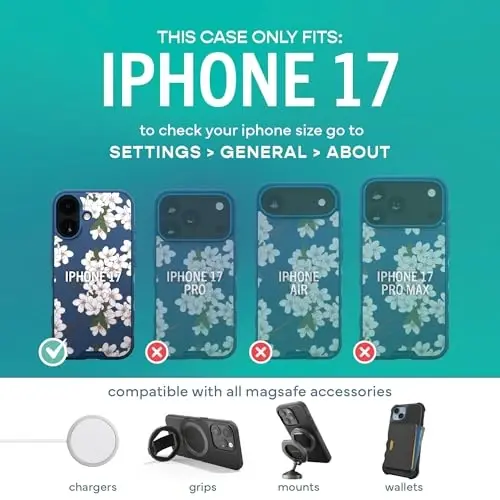 Smartish® iPhone 17 MagSafe Kılıfı - Gripmunk Manyetik İnce Kılıf [Hafif + Koruyucu] Apple iPhone 17 için Mikrofiber Astarlı İnce Kavrama Kapağı - Çok Kiraz Çiçeği - 5