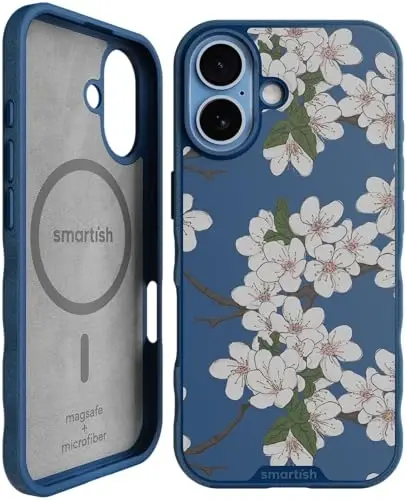 Smartish® iPhone 17 MagSafe Kılıfı - Gripmunk Manyetik İnce Kılıf [Hafif + Koruyucu] Apple iPhone 17 için Mikrofiber Astarlı İnce Kavrama Kapağı - Çok Kiraz Çiçeği 