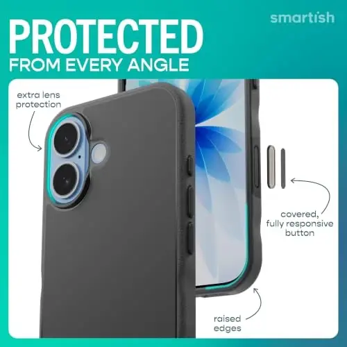 Smartish® iPhone 17 MagSafe Kılıfı - Kamera Kontrol Korumalı Gripmunk, Manyetik İnce Kılıf [Hafif + Koruyucu] Apple iPhone 17 için Mikrofiber Astarlı İnce Tutuş Kapağı - Black Tie Affair - 5