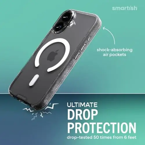 Smartish® iPhone 17 MagSafe Clear Case + Screen Protector - Magnetic Slim Case - Anti-Yellow Protective Thin Grip Cover + 2-Pack Tempered Glass Screen Protectors for Apple iPhone 17 - Clearly Clear - 2