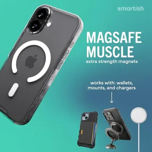 Smartish® iPhone 17 MagSafe Clear Case + Screen Protector - Magnetic Slim Case - Anti-Yellow Protective Thin Grip Cover + 2-Pack Tempered Glass Screen Protectors for Apple iPhone 17 - Clearly Clear - 3
