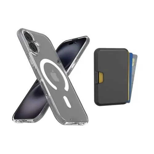 Smartish® iPhone 17 MagSafe Clear Case + MagSafe Wallet - Magnetic Slim Case - Anti-Yellow Thin Grip Cover + Detachable Wallet - Magnetic Card Holder for Apple iPhone 17 - Clearly Clear 