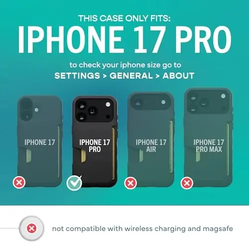 Smartish® iPhone 17 Pro Cüzdan Kılıfı + Ekran Koruyucu - [İnce + Koruyucu] Telefon Kılıfı Kredi Kartı Tutucu + Apple iPhone 17 Pro için 2'li Paket Temperli Cam Ekran Koruyucuları - Siyah Şık Etkinlik - 5