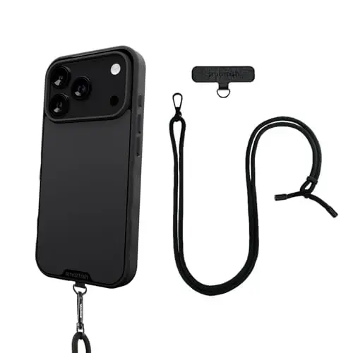 Smartish® iPhone 17 Pro MagSafe Case + Crossbody Lanyard Strap - Thin Grip Cover with Universal Detachable Shoulder Neck Strap for Apple iPhone 17 Pro - Black Tie Affair - 1