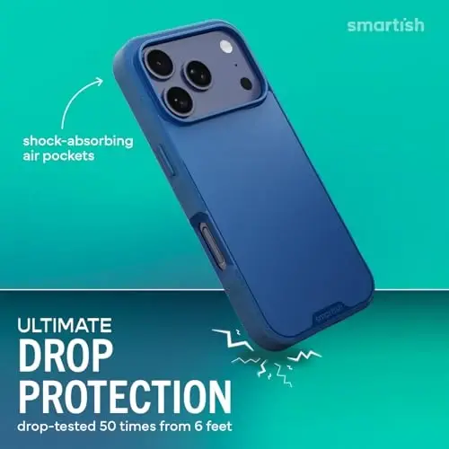 Smartish® iPhone 17 Pro MagSafe Case - Gripmunk Magnetic Slim Case [Lightweight + Protective] Thin Grip Cover with Microfiber Lining for Apple iPhone 17 Pro - Blues on The Green - 2