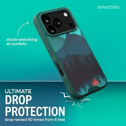 Smartish® iPhone 17 Pro MagSafe Case - Gripmunk Magnetic Slim Case [Lightweight + Protective] Thin Grip Cover with Microfiber Lining for Apple iPhone 17 Pro - Moving Mountains - 1