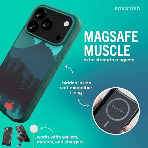 Smartish® iPhone 17 Pro MagSafe Case - Gripmunk Magnetic Slim Case [Lightweight + Protective] Thin Grip Cover with Microfiber Lining for Apple iPhone 17 Pro - Moving Mountains - SMARTISH (1)