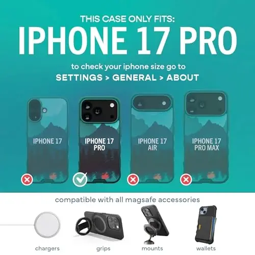 Smartish® iPhone 17 Pro MagSafe Case - Gripmunk Magnetic Slim Case [Lightweight + Protective] Thin Grip Cover with Microfiber Lining for Apple iPhone 17 Pro - Moving Mountains - 4