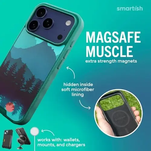 Smartish® iPhone 17 Pro MagSafe Case - Gripmunk Magnetic Slim Case [Lightweight + Protective] Thin Grip Cover with Microfiber Lining for Apple iPhone 17 Pro - Moving Mountains - 3