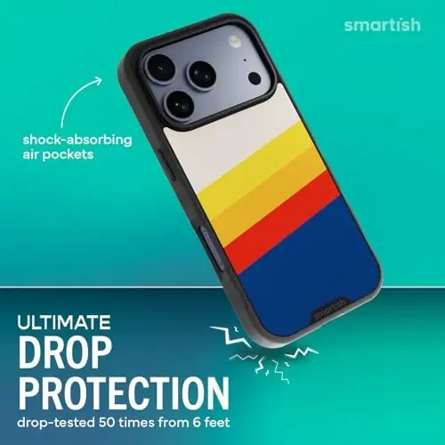 Smartish® iPhone 17 Pro MagSafe Case - Gripmunk Magnetic Slim Case [Lightweight + Protective] Thin Grip Cover with Microfiber Lining for Apple iPhone 17 Pro - Striped Up - 2