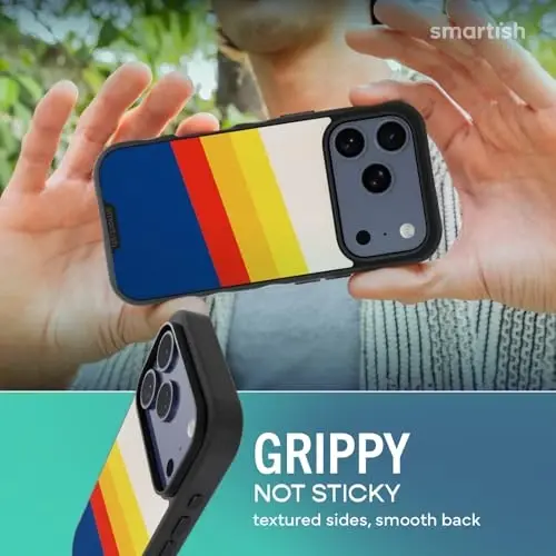 Smartish® iPhone 17 Pro MagSafe Case - Gripmunk Magnetic Slim Case [Lightweight + Protective] Thin Grip Cover with Microfiber Lining for Apple iPhone 17 Pro - Striped Up - 4