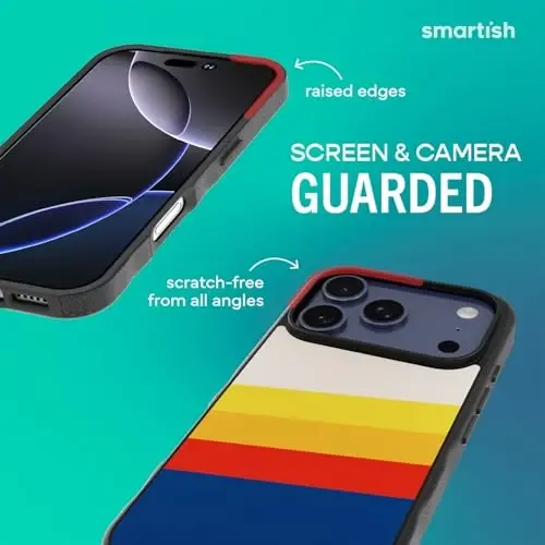 Smartish® iPhone 17 Pro MagSafe Case - Gripmunk Magnetic Slim Case [Lightweight + Protective] Thin Grip Cover with Microfiber Lining for Apple iPhone 17 Pro - Striped Up - 6