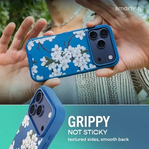 Smartish® iPhone 17 Pro MagSafe Case - Gripmunk Magnetic Slim Case [Lightweight + Protective] Thin Grip Cover with Microfiber Lining for Apple iPhone 17 Pro - Very Cherry Blossom - 4