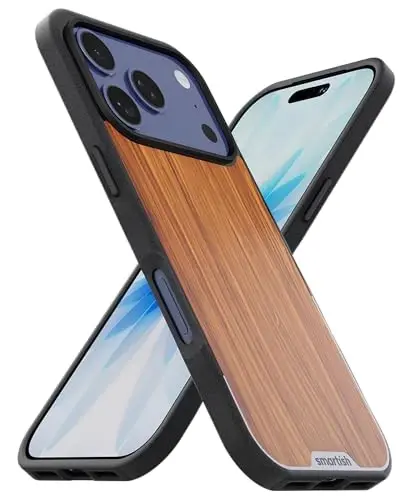 Smartish® iPhone 17 Pro MagSafe Case - Gripmunk Magnetic Slim Case [Lightweight + Protective] Thin Grip Cover with Microfiber Lining for Apple iPhone 17 Pro - Walnut Woods 