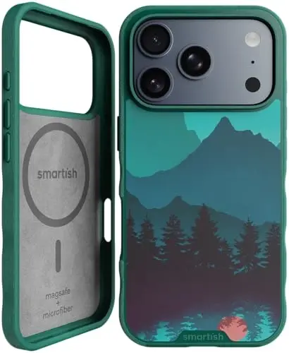 Smartish® iPhone 17 Pro MagSafe Case - Gripmunk Magnetic Slim Case [Yengil + Himoya qiluvchi] Apple iPhone 17 Pro uchun mikrofaset astarli yupqa tutqich qoplami - Moving Mountains 
