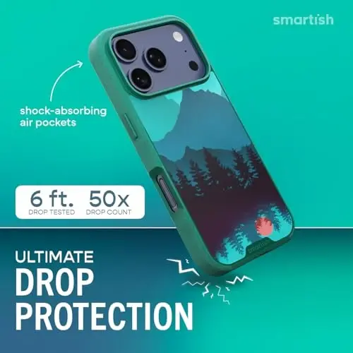 Smartish® iPhone 17 Pro MagSafe Case - Gripmunk Magnetic Slim Case [Yengil + Himoya qiluvchi] Apple iPhone 17 Pro uchun mikrofaset astarli yupqa tutqich qoplami - Moving Mountains - 2
