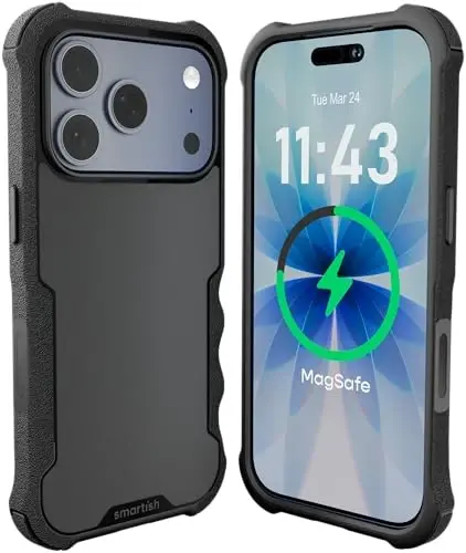 Smartish® iPhone 17 Pro MagSafe Case - Gripzilla Protective Magnetic Case for Men [Rugged + Tough] Military Grade Heavy Duty Grip Armor - Drop Tested for iPhone 17 Pro - Black Tie Affair 