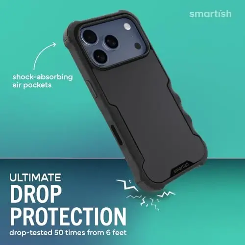 Smartish® iPhone 17 Pro MagSafe Case - Gripzilla Protective Magnetic Case for Men [Rugged + Tough] Military Grade Heavy Duty Grip Armor - Drop Tested for iPhone 17 Pro - Black Tie Affair - SMARTISH (1)