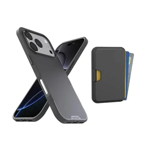 Smartish® iPhone 17 Pro MagSafe Case + MagSafe Wallet - Magnetic Slim Case - Thin Grip Cover with Detachable Wallet - Magnetic Card Holder for Apple iPhone 17 Pro - Black Tie Affair - 1