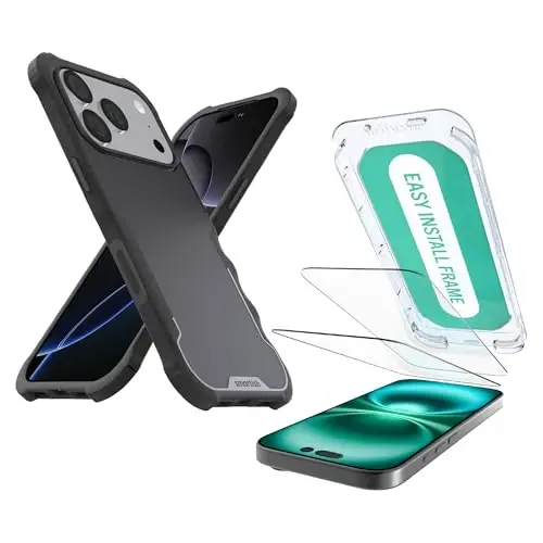 Smartish® iPhone 17 Pro MagSafe Case + Screen Protector - Magnetic Protective Case - Heavy Duty Armor Cover + 2-Pack Tempered Glass Screen Protectors for Apple iPhone 17 Pro - Black Tie Affair - 1