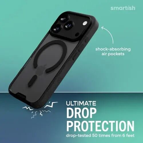 Smartish® iPhone 17 Pro MagSafe Clear Case + Crossbody Lanyard Strap - Magnetic Slim Case - Anti-Yellow Thin Grip Cover + Detachable Shoulder Neck Strap for Apple iPhone 17 Pro - Clearly Clear - 3