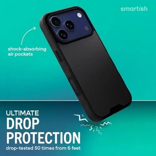 Smartish® iPhone 17 Pro MagSafe Gʻilofi - Gripmunk, Kamera Nazorati Himoyasi bilan, Magnitli Yupqa Gʻilof [Yengil + Himoyalovchi] iPhone 17 Pro uchun Mikrofiber Astarlik Yupqa Tutqich - Black Tie Affair - SMARTISH (1)