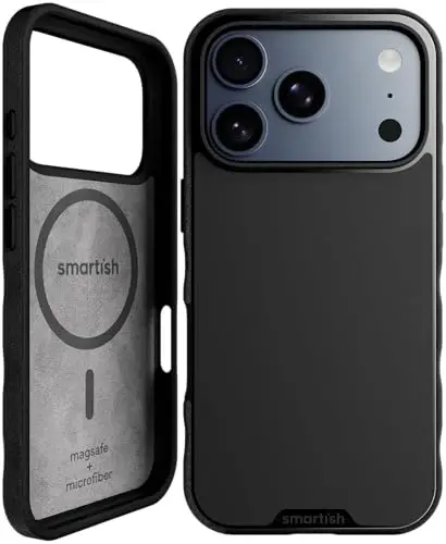 Smartish® iPhone 17 Pro MagSafe G'ilofi - Gripmunk Magnetic Slim Case [Yengil + Himoyalovchi] Apple iPhone 17 Pro uchun mikrofibra astarli yupqa tutqichli g'ilof - Black Tie Affair 