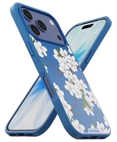 Smartish® iPhone 17 Pro MagSafe g‘ilofi - Gripmunk magnitli yupqa g‘ilof [Yengil + Himoyalovchi] Apple iPhone 17 Pro uchun mikrotolali astarli yupqa tutqichli g‘ilof - Very Cherry Blossom - SMARTISH