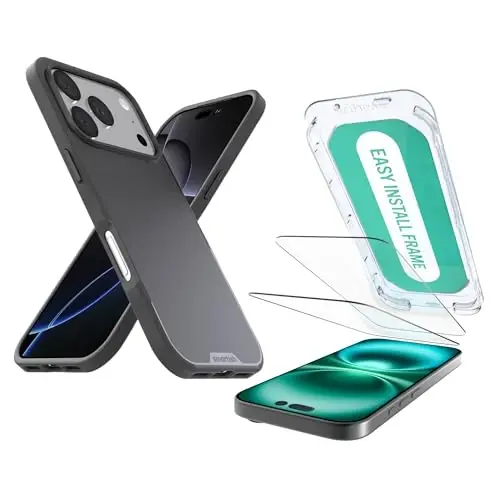 Smartish® iPhone 17 Pro MagSafe Case + Screen Protector - Magnetic Slim Case - Protective Thin Grip Cover + 2-Pack Tempered Glass Screen Protectors for Apple iPhone 17 Pro - Black Tie Affair 