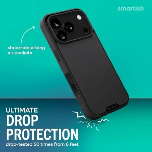 Smartish® iPhone 17 Pro MagSafe Case + Screen Protector - Magnetic Slim Case - Protective Thin Grip Cover + 2-Pack Tempered Glass Screen Protectors for Apple iPhone 17 Pro - Black Tie Affair - 2