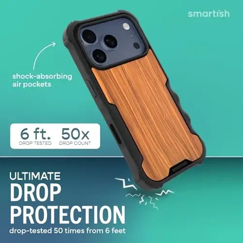 Smartish® iPhone 17 Pro MagSafe Kılıf - Erkekler için Gripzilla Koruyucu Manyetik Kılıf [Sağlam + Dayanıklı] Askeri Sınıf Ağır Hizmet Tipi Kavrama Zırhı - iPhone 17 Pro için Düşme Testinden Geçmiştir - Ceviz Ağacı 