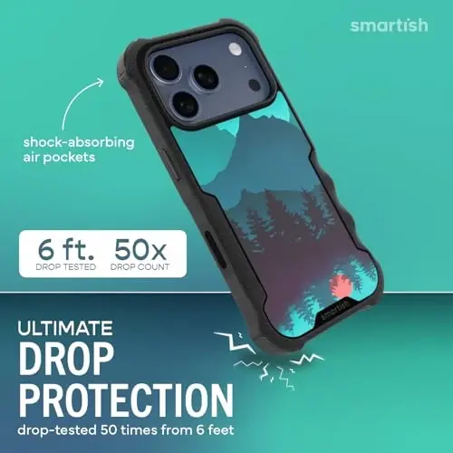 Smartish® iPhone 17 Pro MagSafe Case - Gripzilla Protective Magnetic Case for Men [Rugged + Tough] Military Grade Heavy Duty Grip Armor - Drop Tested for iPhone 17 Pro - Moving Mountains 