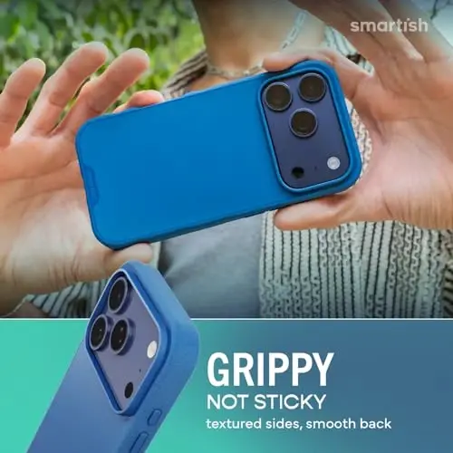 Smartish® iPhone 17 Pro MagSafe Kılıf - Gripmunk Manyetik İnce Kılıf [Hafif + Koruyucu] Apple iPhone 17 Pro için Mikro Fiber Astarlı İnce Tutuşlu Kapak - Blues on The Green - 4