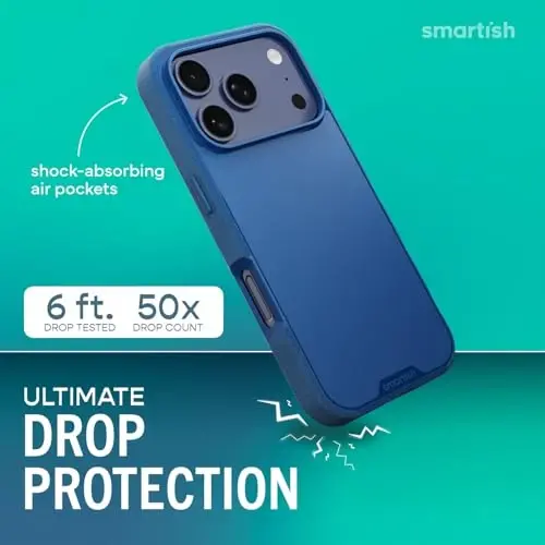 Smartish® iPhone 17 Pro MagSafe Kılıf - Gripmunk Manyetik İnce Kılıf [Hafif + Koruyucu] Apple iPhone 17 Pro için Mikro Fiber Astarlı İnce Tutuşlu Kapak - Blues on The Green - 2