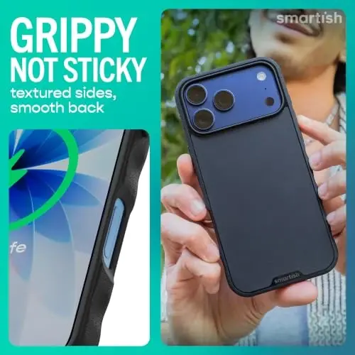 Smartish® iPhone 17 Pro MagSafe Case - Gripmunk Magnetic Slim Case [Lightweight + Protective] Thin Grip Cover with Microfiber Lining for Apple iPhone 17 Pro - Black Tie Affair - 3
