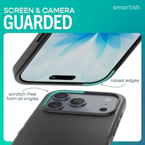Smartish® iPhone 17 Pro MagSafe Case - Gripmunk Magnetic Slim Case [Lightweight + Protective] Thin Grip Cover with Microfiber Lining for Apple iPhone 17 Pro - Black Tie Affair - 5