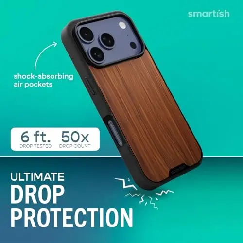 Smartish® iPhone 17 Pro MagSafe Kılıf - Gripmunk Manyetik İnce Kılıf [Hafif + Koruyucu] Apple iPhone 17 Pro için Mikrofiber Astarlı İnce Tutuş Kılıfı - Ceviz Ağacı - 2