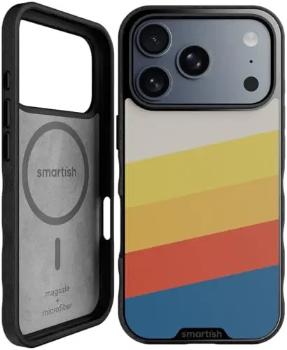 Smartish® iPhone 17 Pro MagSafe Kılıf - Gripmunk Manyetik İnce Kılıf [Hafif + Koruyucu] Apple iPhone 17 Pro için Mikrofiber Astarlı İnce Tutuş Kılıfı - Çizgili 