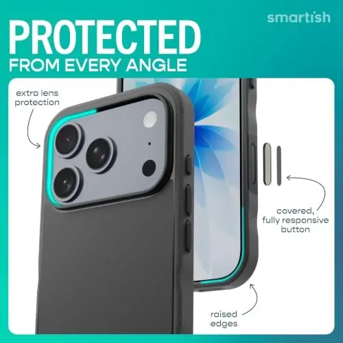 Smartish® iPhone 17 Pro MagSafe Case - Gripmunk w/Camera Control Protection, Magnetic Slim Case [Lightweight + Protective] Thin Grip w/Microfiber Lining for iPhone 17 Pro - Black Tie Affair - 6