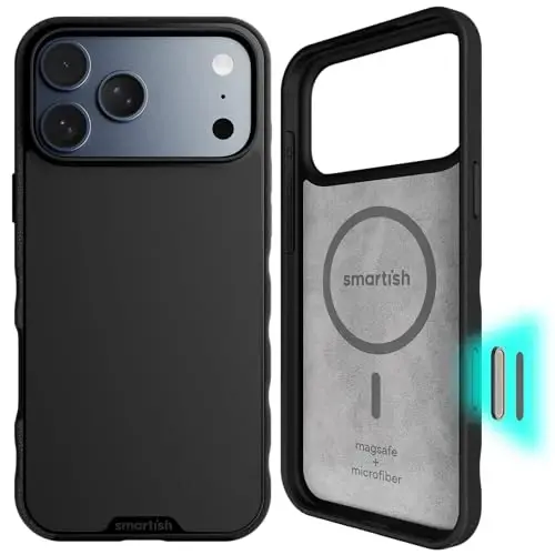Smartish® iPhone 17 Pro MagSafe Kılıf - Kamera Kontrol Korumalı Gripmunk, Manyetik İnce Kılıf [Hafif + Koruyucu] iPhone 17 Pro için Mikro Fiber Astaraklı İnce Kavrama - Black Tie Affair 