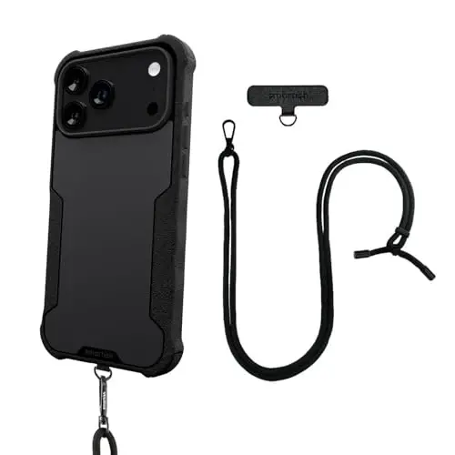Smartish® iPhone 17 Pro Max MagSafe Case + Crossbody Lanyard Strap - Magnetic Protective Case - Heavy Duty Armor Cover + Detachable Shoulder Neck Strap for Apple iPhone 17 Pro Max - Black Tie Affair 