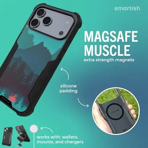 Smartish® iPhone 17 Pro Max MagSafe Case - Erkaklar uchun Gripzilla Himoya Magnit G‘ilofi [Mustahkam + Bardoshli] Harbiy darajadagi Og‘ir yuk ko‘taruvchi tutqich zirhi - iPhone 17 Pro Max uchun sinovdan o‘tgan - Tog‘larni ko‘chirish - SMARTISH (1)
