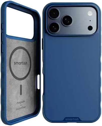 Smartish® iPhone 17 Pro Max MagSafe Case - Gripmunk Magnetic Slim Case [Lightweight + Protective] Thin Grip Cover with Microfiber Lining for Apple iPhone 17 Pro Max - Blues on The Green 