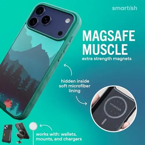 Smartish® iPhone 17 Pro Max MagSafe Case - Gripmunk Magnetic Slim Case [Lightweight + Protective] Thin Grip Cover with Microfiber Lining for Apple iPhone 17 Pro Max - Moving Mountains - 3