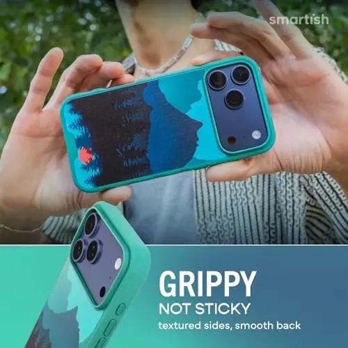 Smartish® iPhone 17 Pro Max MagSafe Case - Gripmunk Magnetic Slim Case [Lightweight + Protective] Thin Grip Cover with Microfiber Lining for Apple iPhone 17 Pro Max - Moving Mountains - 4